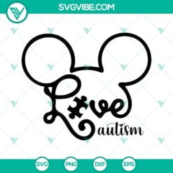 Autism, Disney, SVG Files, Love Autism SVG File, Autism Mickey Head SVG Images, 22