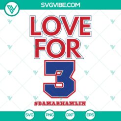 Football, Sports, SVG Files, Love For 3 Damar Hamlin SVG Image, Damar Hamlin 2