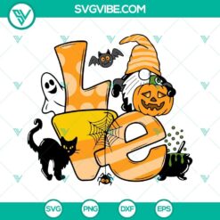 Love Gnome Pumpkin Halloween SVG File, Black Cat SVG Image, Ghost Pumpkin
