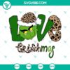 Grinch-themed SVG files featuring a mix of leopard print, perfect for Christmas crafts. Contains PNG and DXF formats.