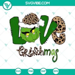 Grinch-themed SVG files featuring a mix of leopard print, perfect for Christmas crafts. Contains PNG and DXF formats.