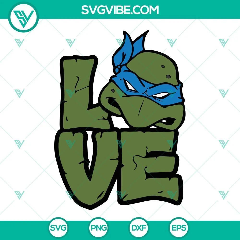 Movies, SVG Files, Love Leonardo Ninja Turtle SVG Download, Leo TMNT SVG Image 1