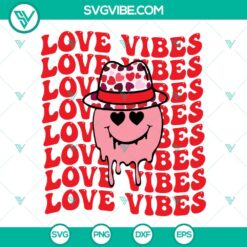 SVG Files, Valentine's Day, Love Vibes Smiley Face Valentine SVG File, 3