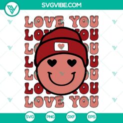 SVG Files, Valentine's Day, Love More Worry Less SVG Images, Groovy Smiley Face 4