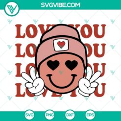 SVG Files, Valentine's Day, Love You SVG File, Smiley Face SVG Files, Retro 9