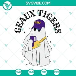 Halloween, Sports, SVG Files, LSU Tigers Boo Jee Ghost Halloween SVG File PNG 11