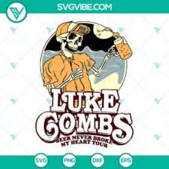 Musics, SVG Files, Luke Combs Beer Never Broke My Heart Tour Skeleton SVG 5