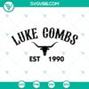 Vintage Luke Combs Est 1990 SVG files with retro country Western designs in PNG, DXF, and EPS formats for digital crafting.