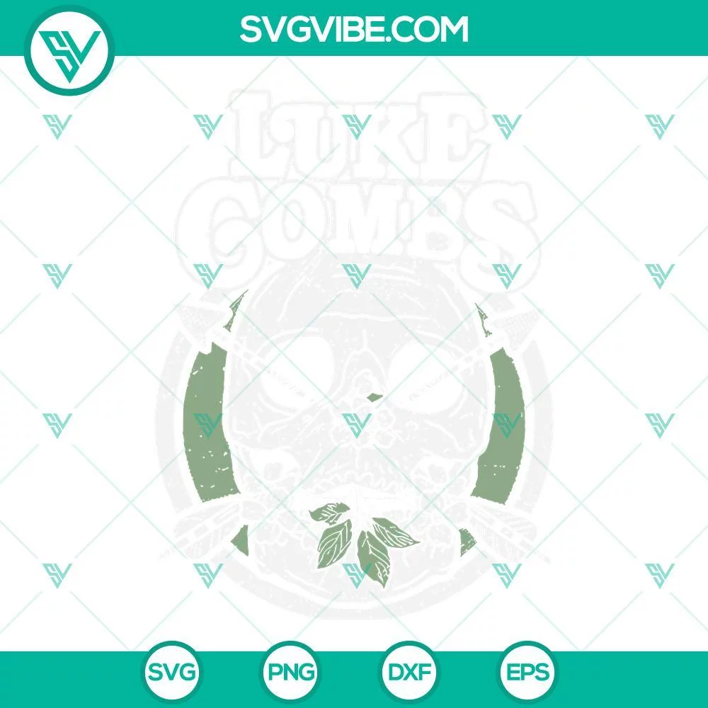 Musics, SVG Files, Luke Combs Skull Distressed SVG Image, Cowboy SVG File, 1