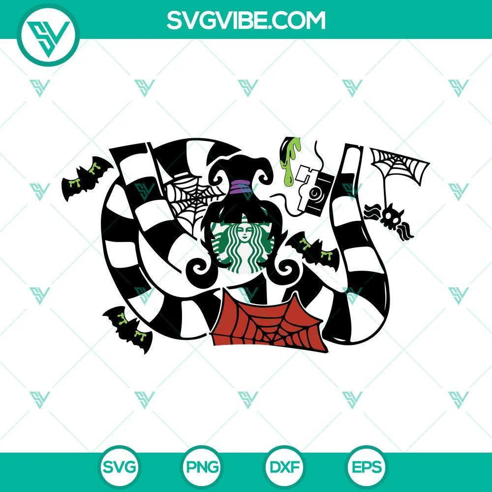 Halloween, Starbucks Cup Wrap, SVG Files, Lydia Deetz Starbucks Cup SVG Images, 1