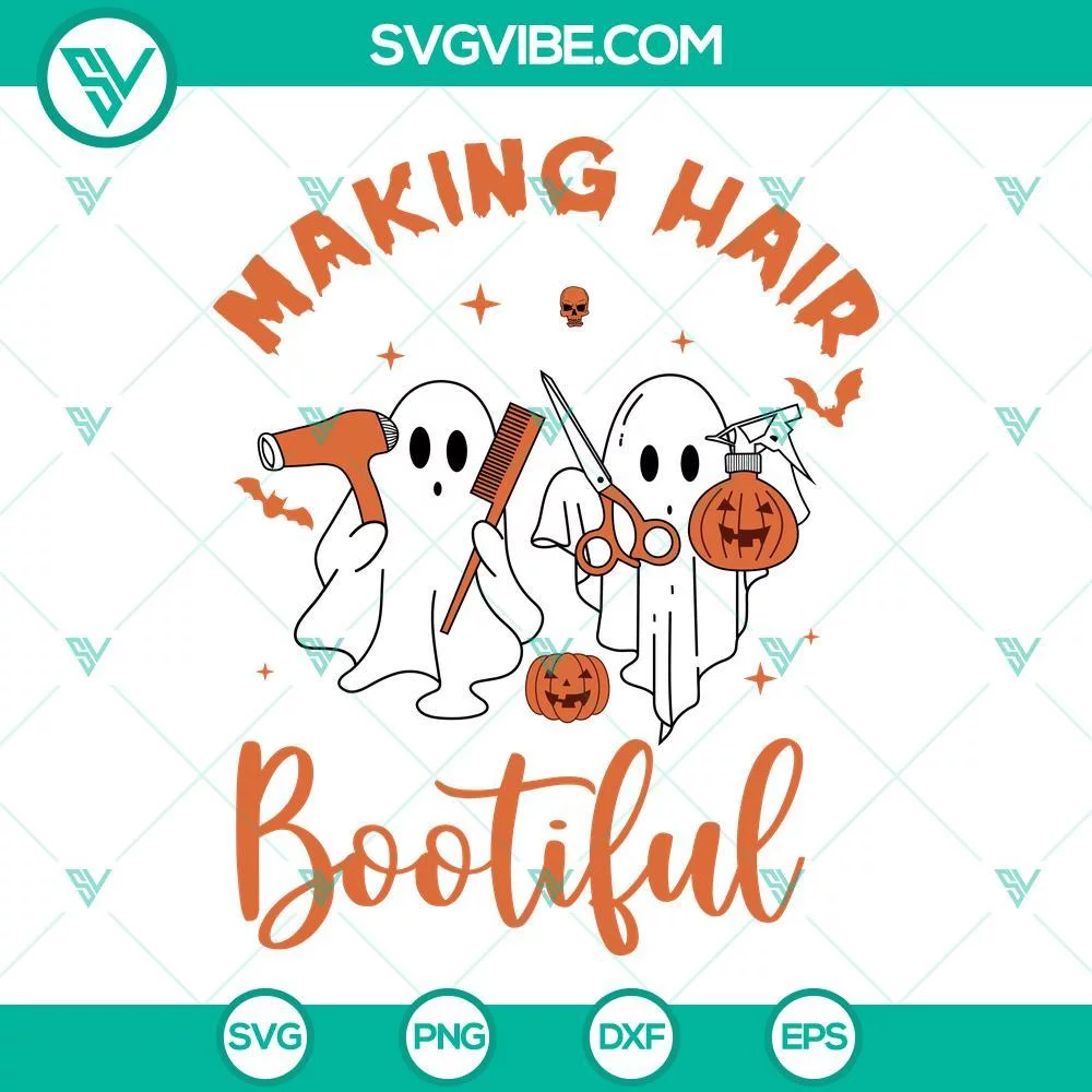 Halloween, SVG Files, Making Hair Bootiful SVG Files, Ghost Hair Stylist SVG 1