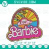 Trendy Malibu Beach Barbie embroidery designs for digital download, perfect for fashionable sewing projects.