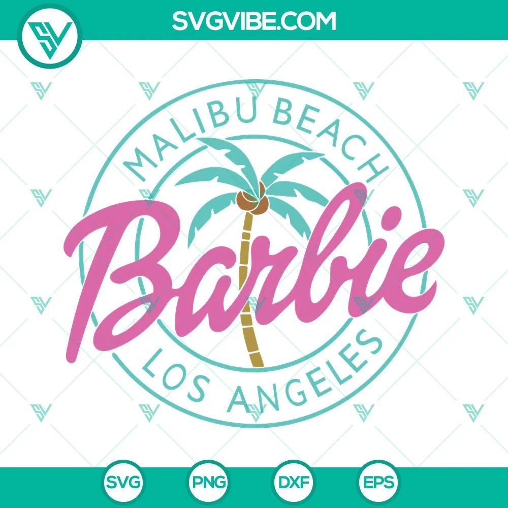 Movies, SVG Files, Malibu Beach Barbie SVG File, Barbie Movie 2023 SVG Download 1