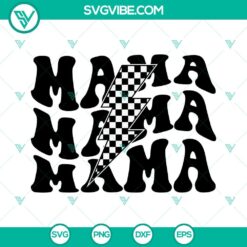 Mama Checkered Lightning Bolt SVG Images, Retro SVG Download, Racing Mom SVG Files PNG