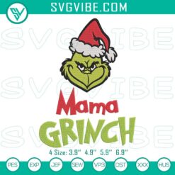 Christmas Embroidery Designs, Embroidery Designs, Mama Grinch Christmas 21