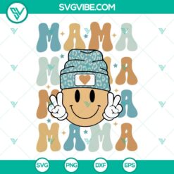 Mothers Day, SVG Files, Mama Smiley Beanie Hat SVG Images, Mom Life SVG Images, 24