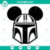 Mandalorian helmet Mickey ears SVG download featuring Boba Fett design, Disney Star Wars inspired.