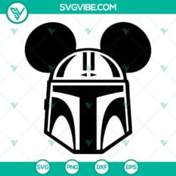 Disney, Movies, SVG Files, Mandalorian Helmet Mickey Ears SVG Download, Boba 1