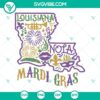 Louisiana map SVG with Nola and Fleur De Lis designs for Mardi Gras celebration, Mardi Gras SVG files.