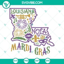 Mardi Gras, SVG Files, Mardi Gras Louisiana Map SVG Image, Nola SVG Images, 2