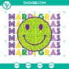 Mardi Gras themed smiley face SVG download with a leopard print happy face design in a retro style. Great for DIY projects.