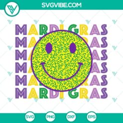 Mardi Gras, SVG Files, Mardi Gras Smiley Face SVG Download, Leopard Happy Face 1