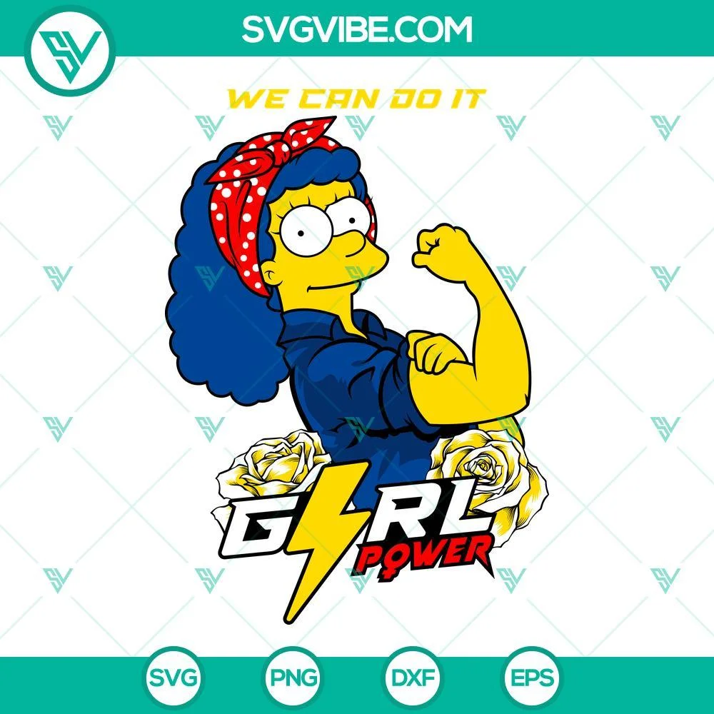 Cartoons, SVG Files, Marge Simpson SVG File, We Can Do It SVG Files, Girl Power 1