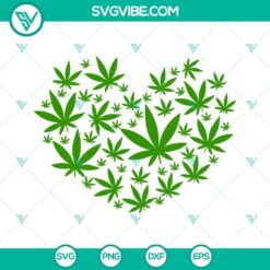 Marijuana Heart SVG Download, Cannabis Love SVG File, Weed Heart SVG Files PNG DXF