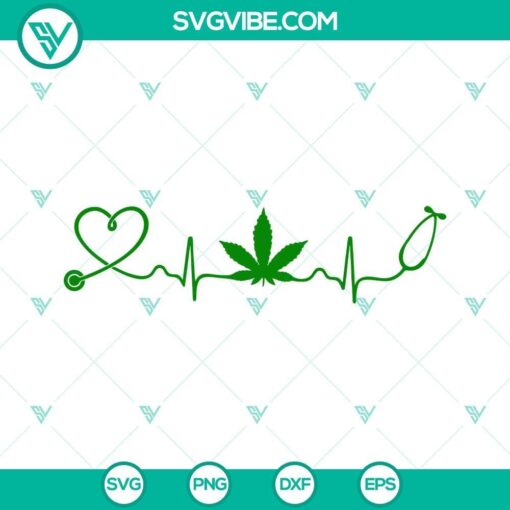 marijuana leaf stethoscope heartbeat svg cannabis therapy svg medical marijuana svg funny weed svg png dxf eps 3 mockup