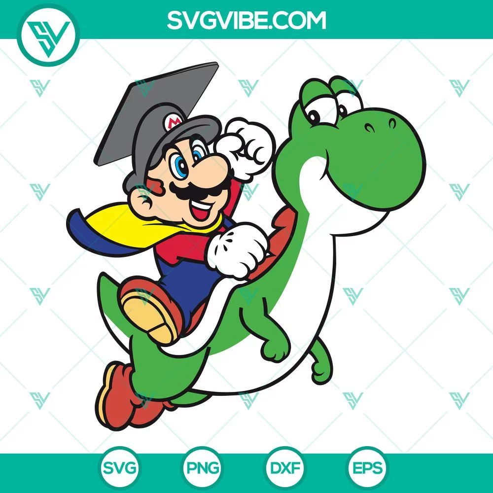 Movies, SVG Files, Mario And Yoshi Level Complete Graduation SVG Download, 1