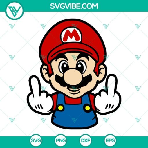 mario middle finger svg funny super mario svg png dxf eps digital files 5 mockup