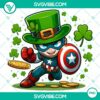 Captain America Marvel character wearing St Patrick's Day themed attire, with a festive background, available as a PNG file.