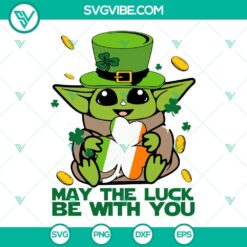 St Patrick's Day, SVG Files, St Patrick’s Day Baby Yoda SVG Cricut, Yoda May 4