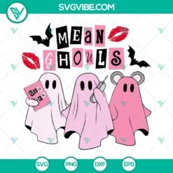 Halloween, SVG Files, Mean Ghouls SVG Image, Cute Pink Ghost SVG File, Boo Book 2