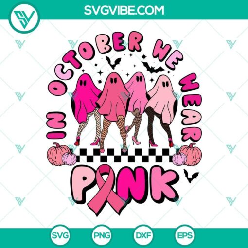 mean girls in october we wear pink svg pink ghost girls svg breast cancer awareness svg 6 mockup