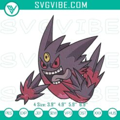 Anime Embroidery Designs, Embroidery Designs, Mega Gengar Machine Embroidery 17