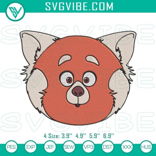 meilin lee red panda face embroidery designs turning red panda embroidery files mockup