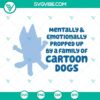 Cute cartoon dogs supporting emotionally, a mental health app illustration with family dog characters, mental health support concept.