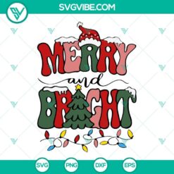 Merry And Bright SVG Files, Retro Christmas SVG Images, Christmas SVG Images Files