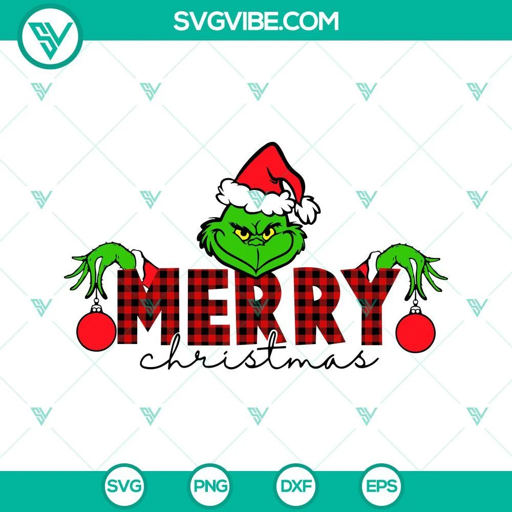 Christmas, SVG Files, Merry Christmas Grinch SVG Image, Grinch Face Christmas 1