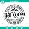 Vintage Merry Christmas Hot Cocoa SVG images for download, perfect for holiday projects and festive crafts.