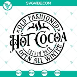 Vintage Merry Christmas Hot Cocoa SVG images for download, perfect for holiday projects and festive crafts.