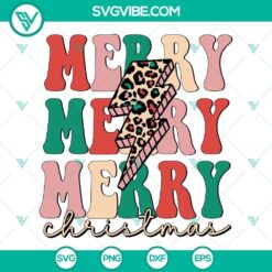 Merry Christmas Leopard Print Bolt SVG Files, Leopard Christmas SVG Image