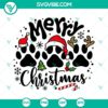 Merry Christmas Paws SVG images featuring paws wearing Santa hats, perfect for Christmas dog-themed projects.