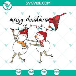 Snowman couple & cardinal bird SVG images for Christmas design, funny holiday elements for digital crafting projects.