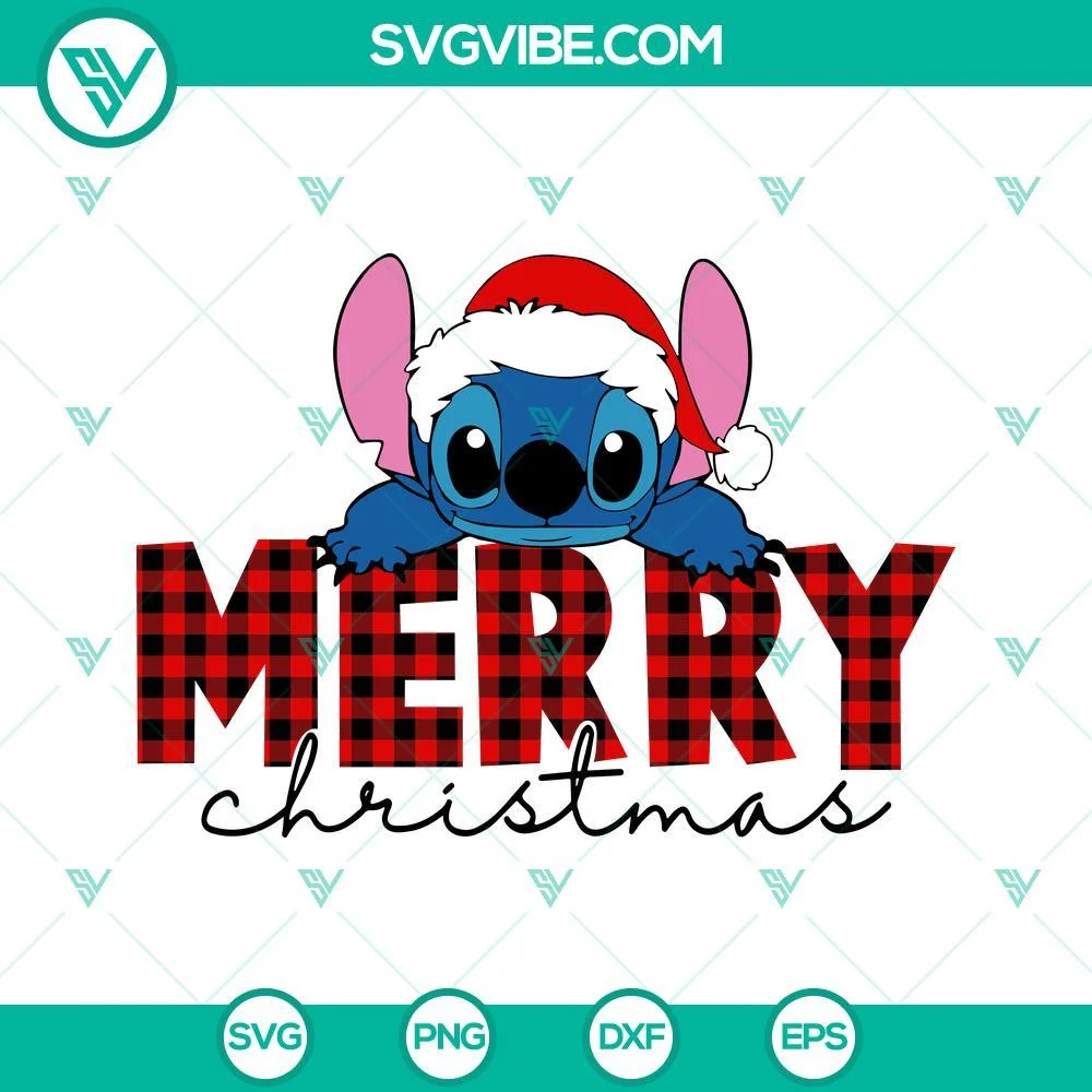 Christmas, Disney, SVG Files, Merry Christmas Stitch SVG Image, Stitch Santa 1