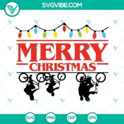 Christmas, Movies, SVG Files, Merry Christmas Stranger Things SVG Images, The 3