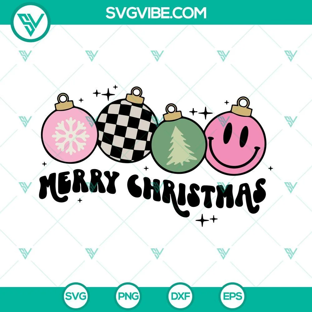 Christmas, SVG Files, Merry Christmas SVG File, Retro Christmas SVG Image, 1