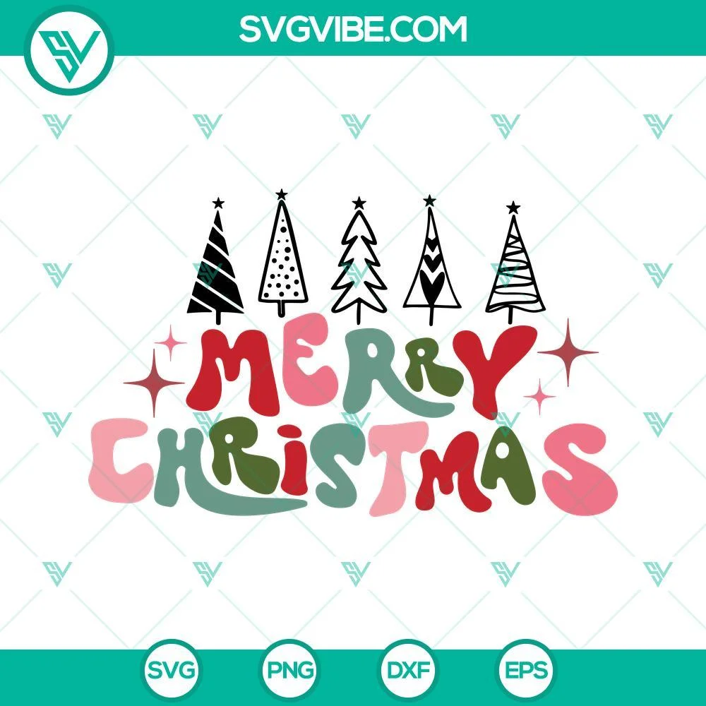 Christmas, SVG Files, Merry Christmas Tree SVG File PNG DXF EPS Cut Files For 1