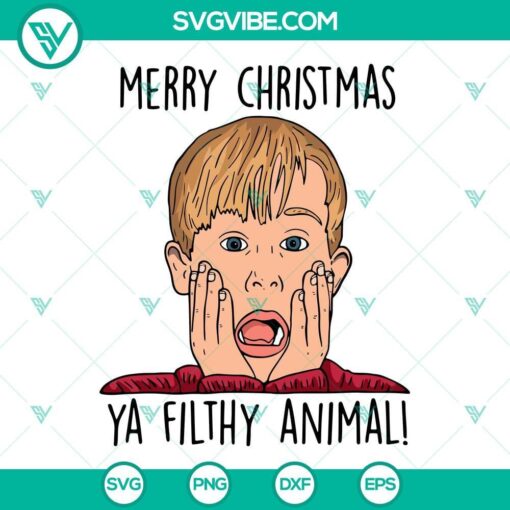 merry christmas ya filthy animal svg home alone svg kevin mccallister svg christmas movie svg png dxf eps 7 mockup